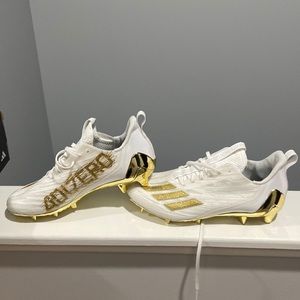 Adidas Men's Adizero Football Shoe Cleats White/Gold Metallic/White NWT size 9.5